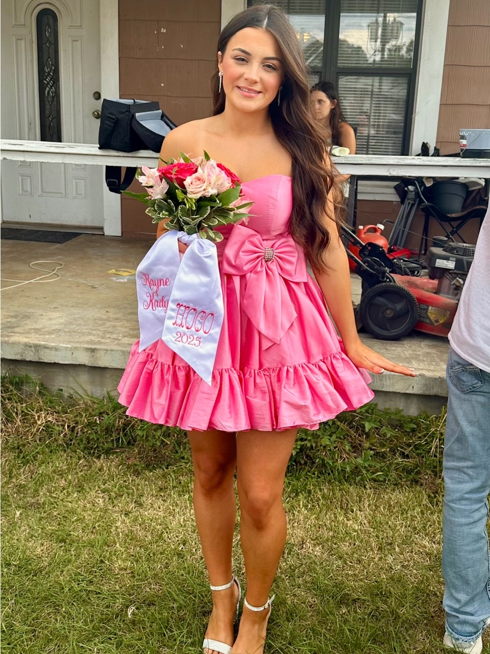 Pink Strapless Sherri Hill Homecoming Dress